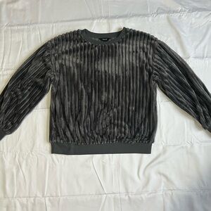 Gray Ribbed Velvet Sweater